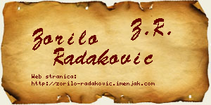 Zorilo Radaković vizit kartica
